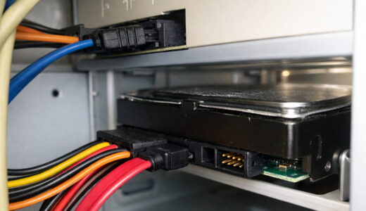電源が接続された内臓HDD