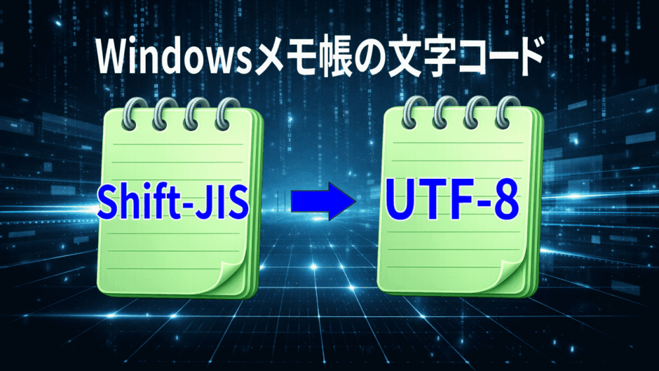 旧世代のWindowsメモ帳では文字コードが違う